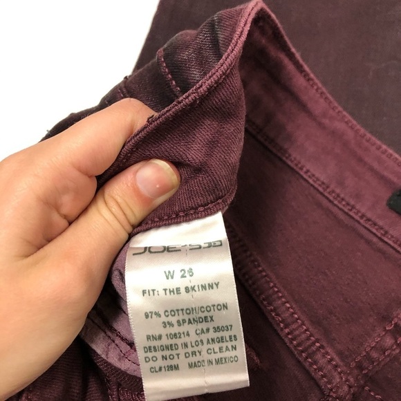 Joe's Jeans Maroon Coated Skinny Jeans 26 - Picture 3 of 5